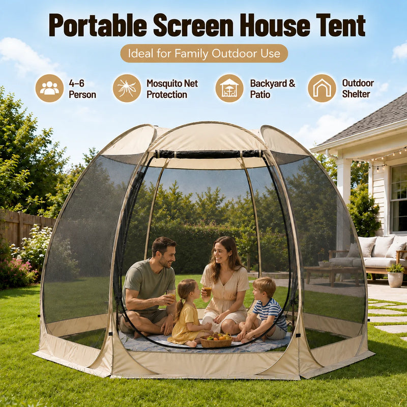 Tente Moustiquaire Pop-Up Ascentum – Abri Pliable 6 Côtés avec Pare-Soleil