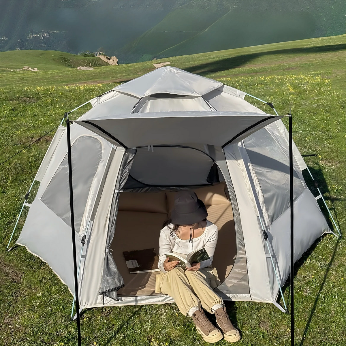 Tente de Camping Pop-Up 3–4 Personnes – Légère, Portable & 4 Saisons