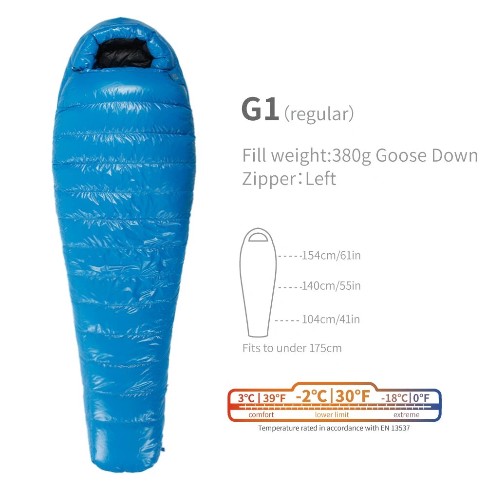 Sac de couchage AEGISMAX G1–G5 en duvet d’oie 800 FP