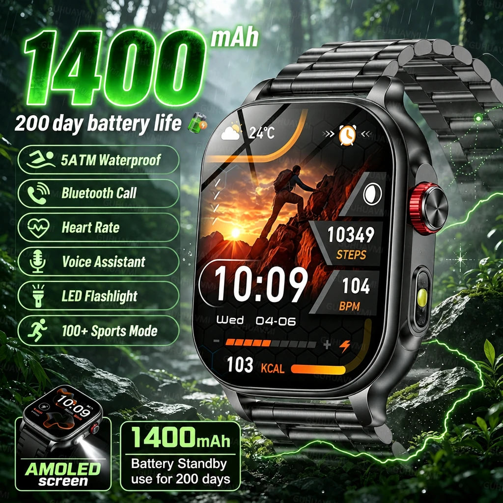 Montre connectée outdoor 2,01″ avec batterie 1 400 mAh
