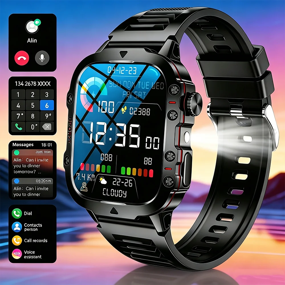 Montre connectée carrée ERUN avec appels Bluetooth