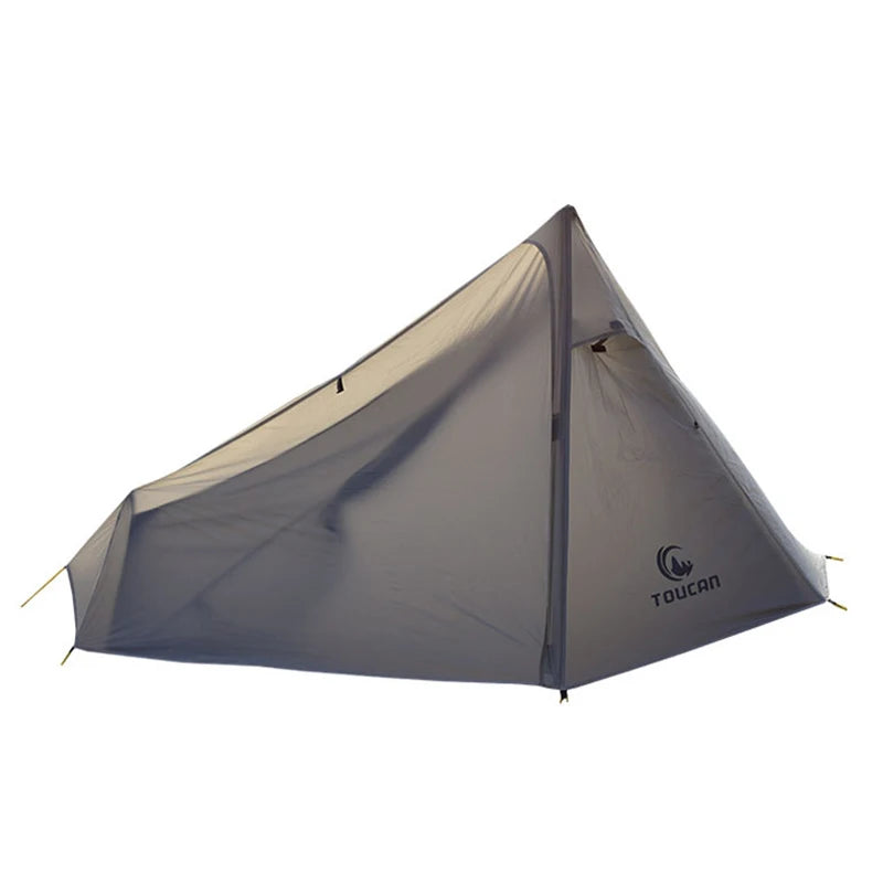 Tente de trekking 1 place à double paroi – nylon 15D siliconé, sans arceaux intégrés