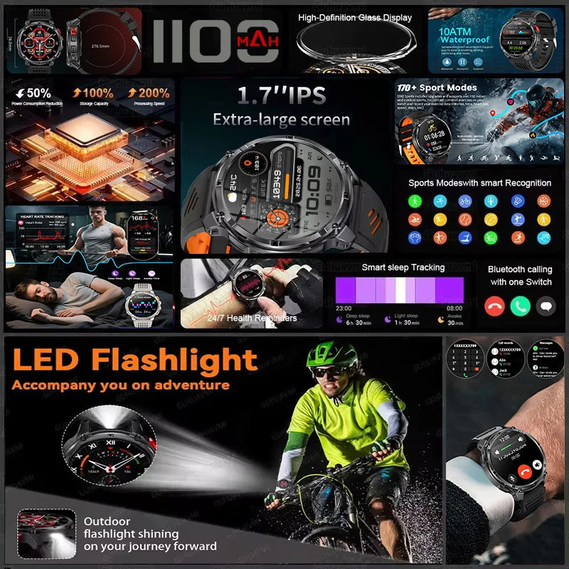 Montre outdoor robuste avec écran AMOLED et batterie 1 100 mAh