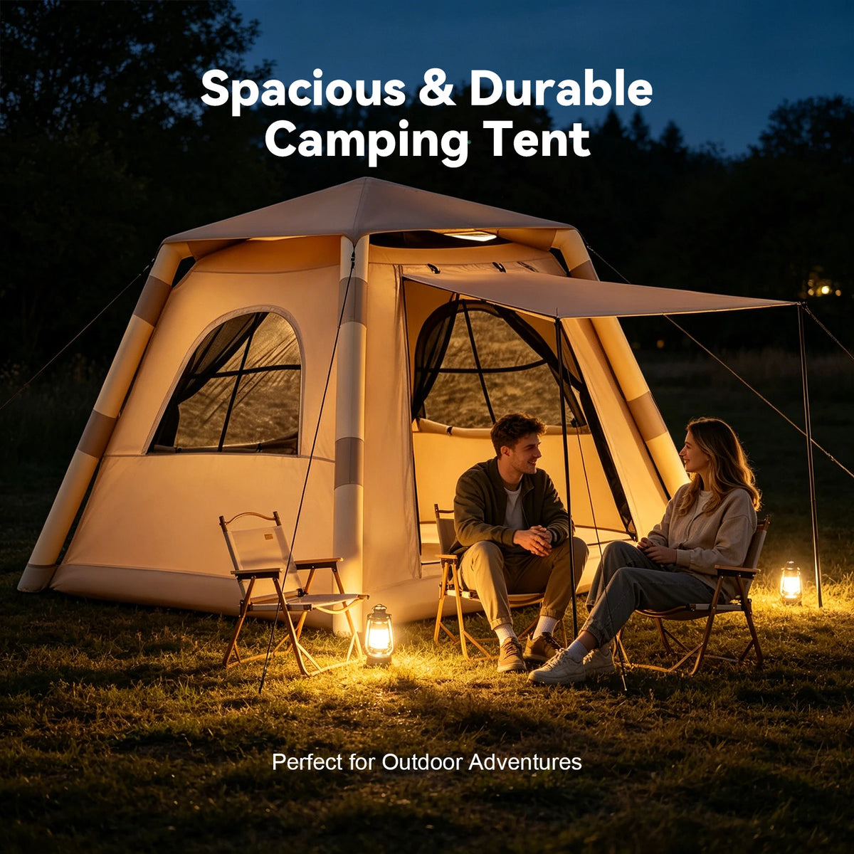 Tente Gonflable Familiale 3–5 Personnes – Pompe Incluse, Imperméable & Anti-UV UPF 50+