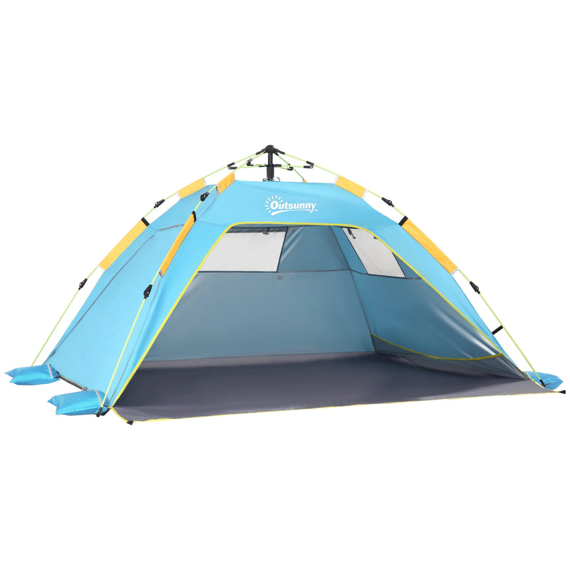 Tente de Plage Pop-Up Outsunny 2 Personnes – 2 Portes & 2 Fenêtres – 220 × 173 × 120 cm