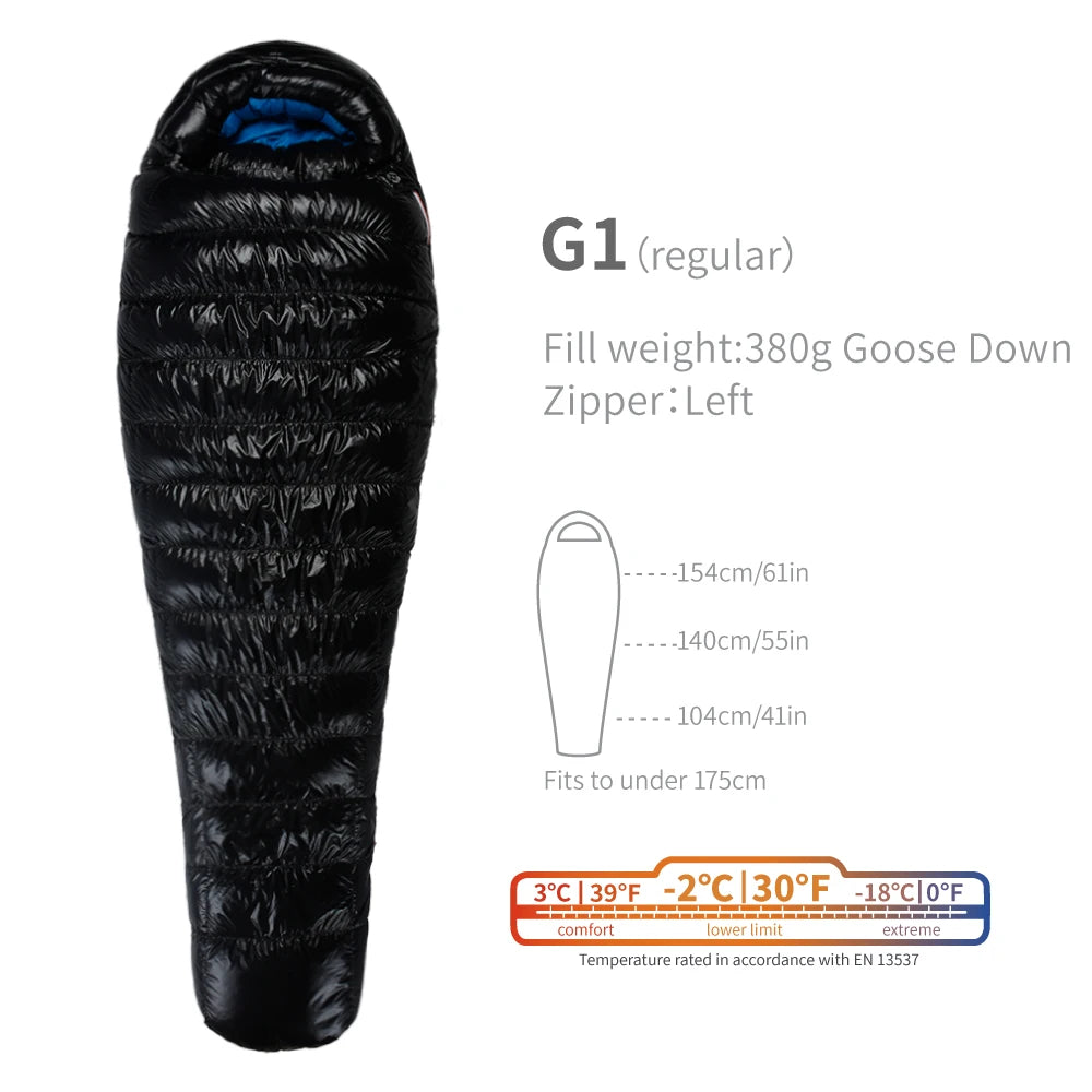 Sac de couchage AEGISMAX G1–G5 en duvet d’oie 800 FP