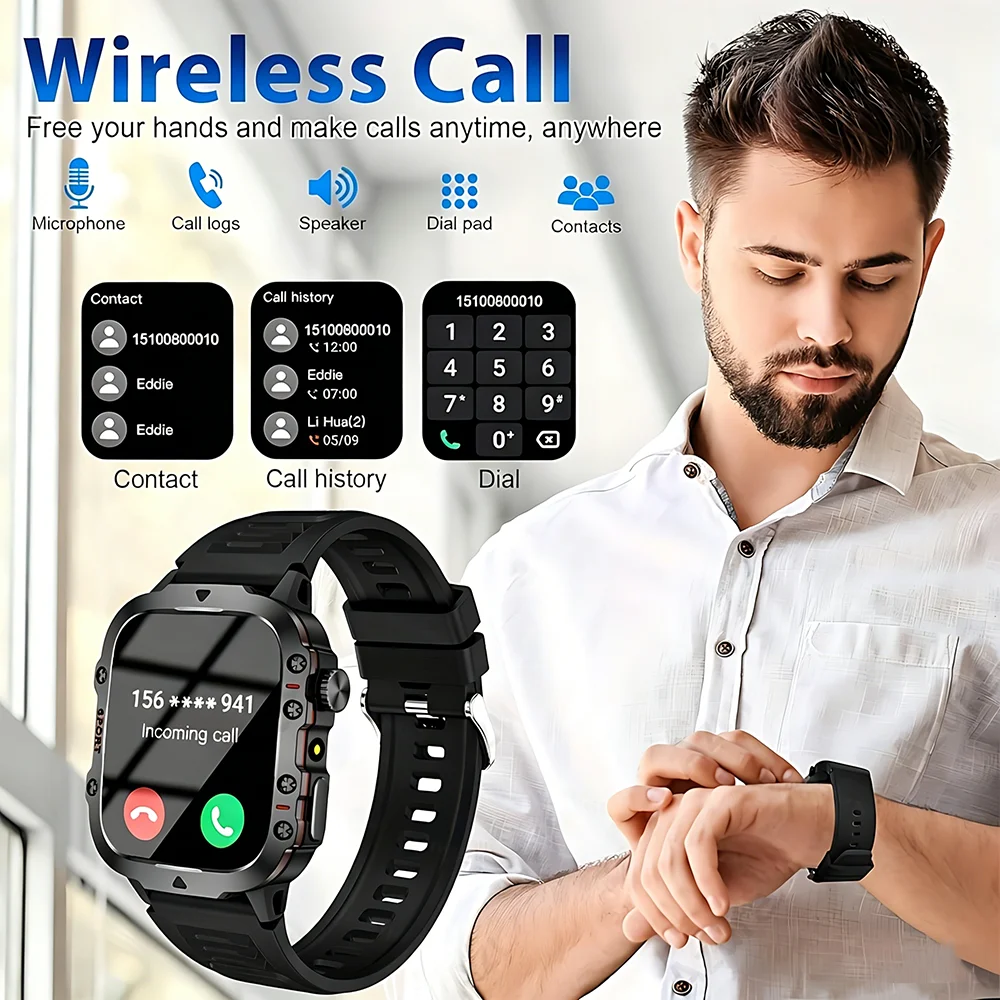 Montre connectée carrée ERUN avec appels Bluetooth