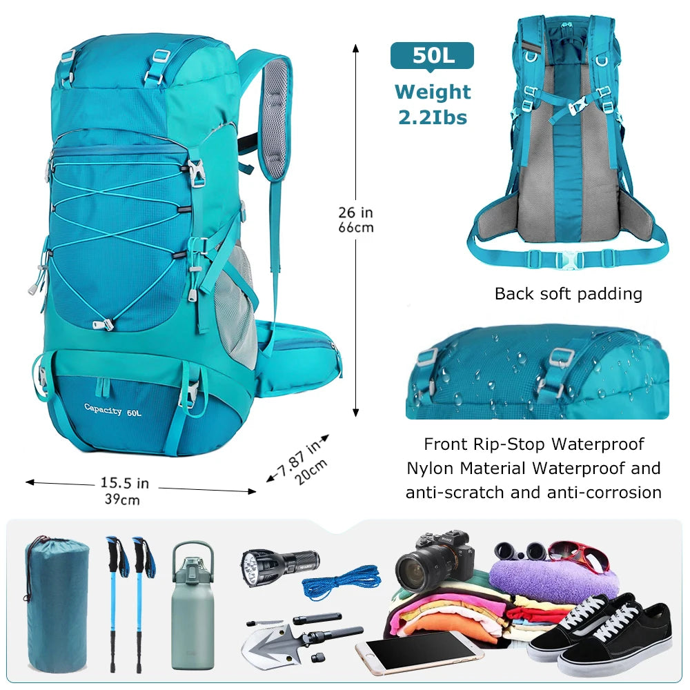 Sac à dos de randonnée WESTTUNE 50 L avec housse de pluie
