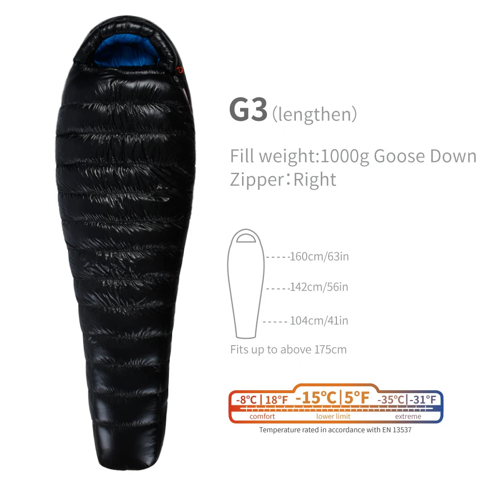 Sac de couchage AEGISMAX G1–G5 en duvet d’oie 800 FP