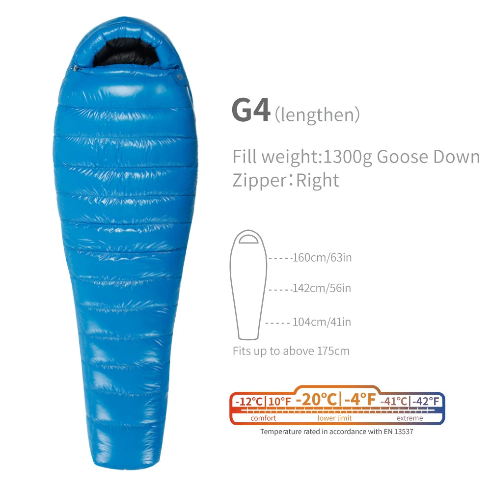 Sac de couchage AEGISMAX G1–G5 en duvet d’oie 800 FP