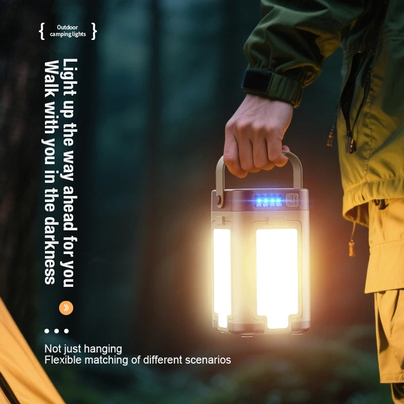 Lanterne LED de Camping Rechargeable – USB-C, Solaire & Suspendue
