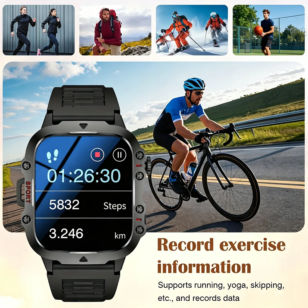 Montre connectée carrée ERUN avec appels Bluetooth