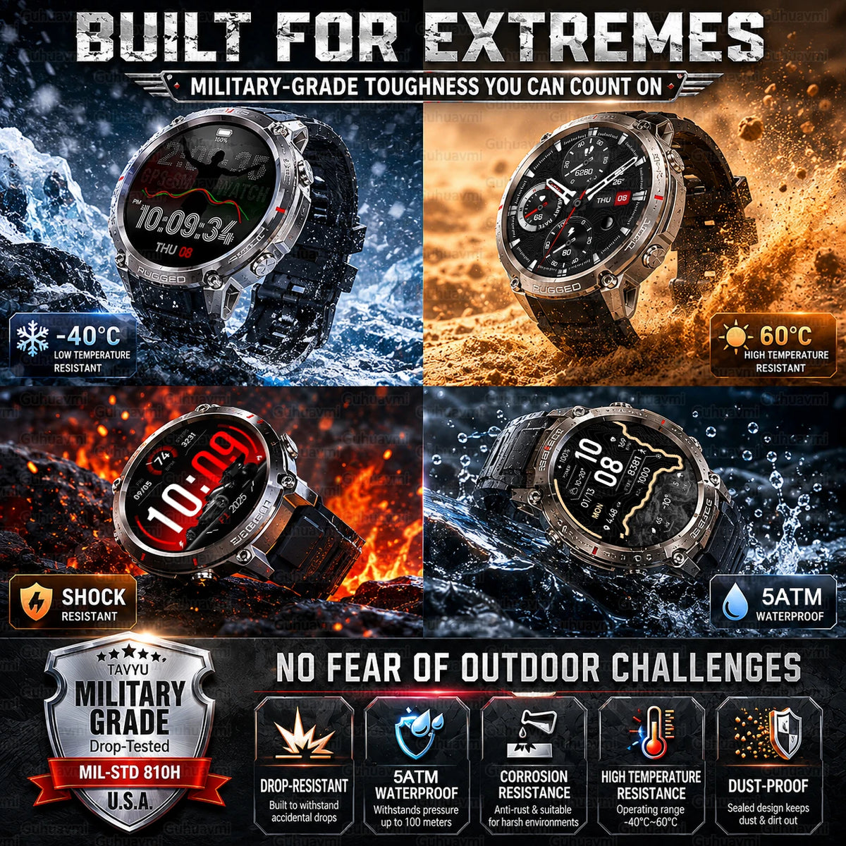 Montre GPS outdoor DM59 avec cartes hors ligne et boussole