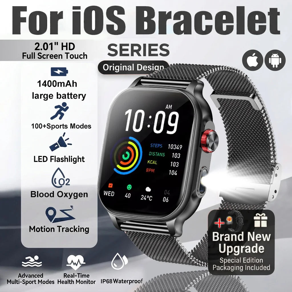 Montre outdoor AMOLED 2,01″ avec lampe LED et suivi sportif