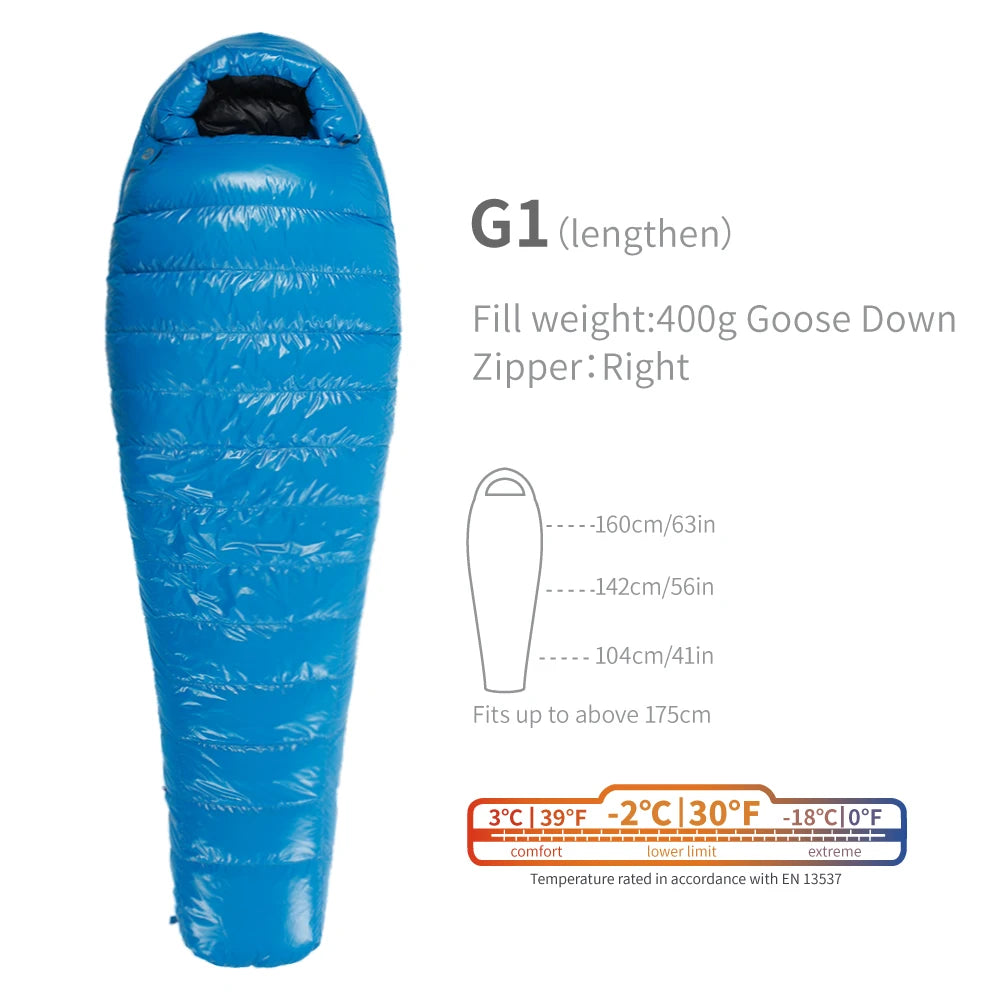 Sac de couchage AEGISMAX G1–G5 en duvet d’oie 800 FP