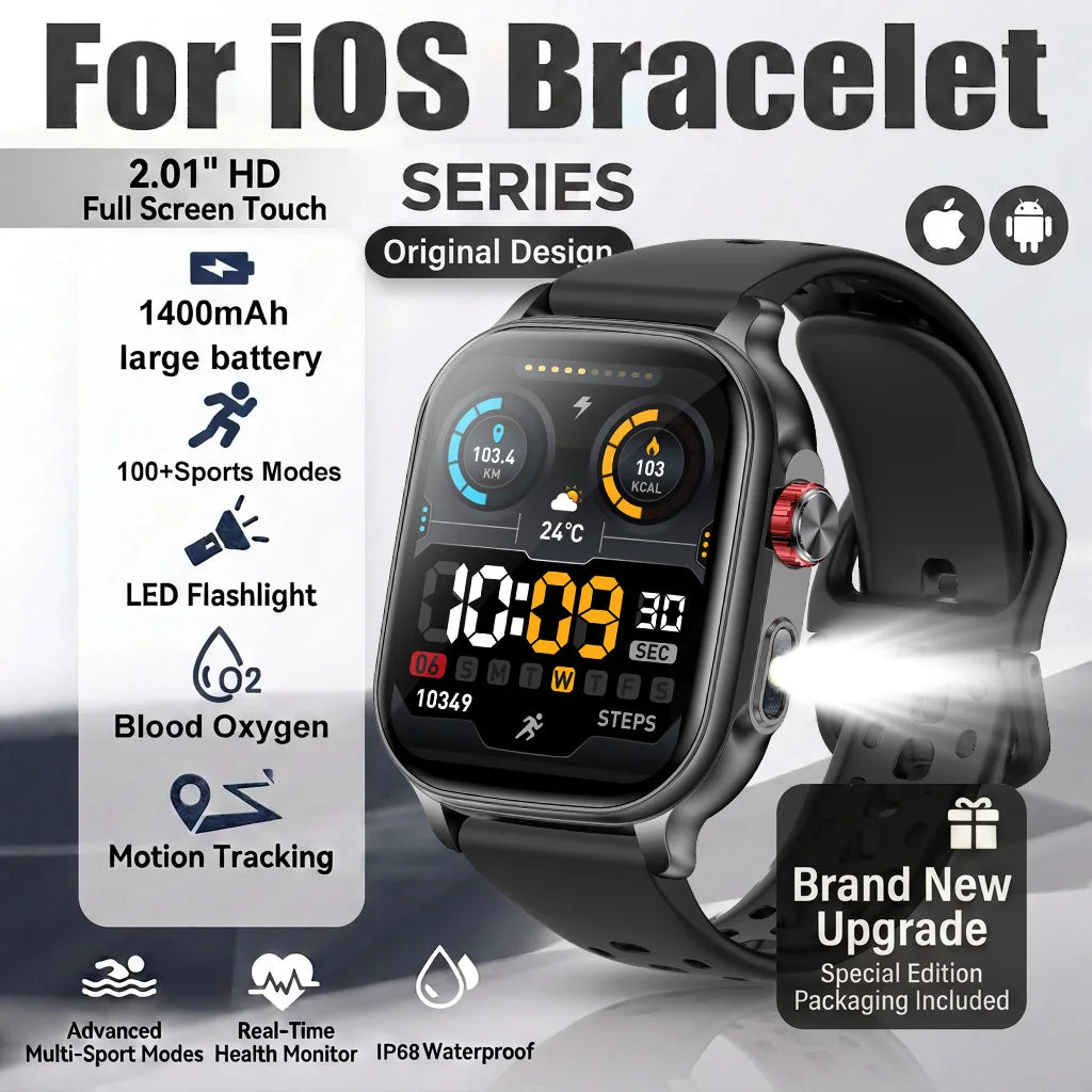 Montre outdoor AMOLED 2,01″ avec lampe LED et suivi sportif