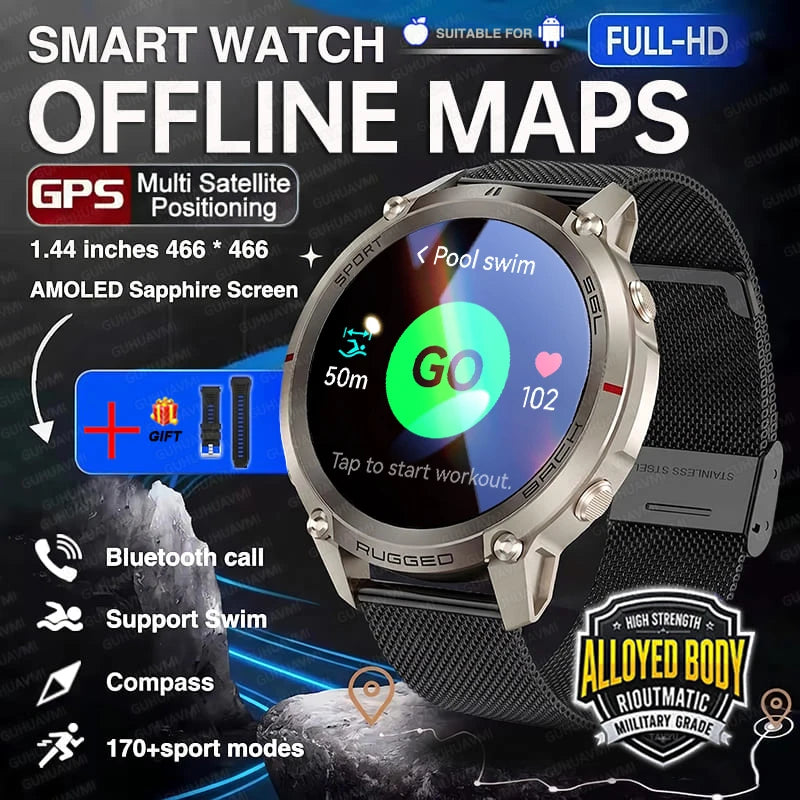 Montre GPS outdoor DM59 avec cartes hors ligne et boussole