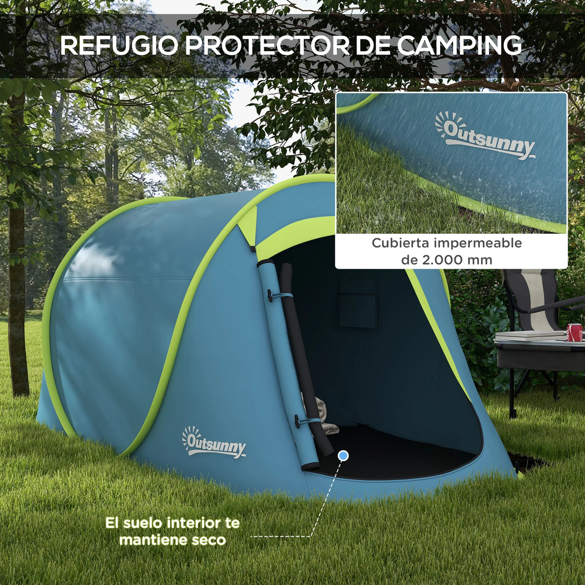 Tente Pop-Up Familiale 2–3 Personnes – 245 × 148 × 105 cm