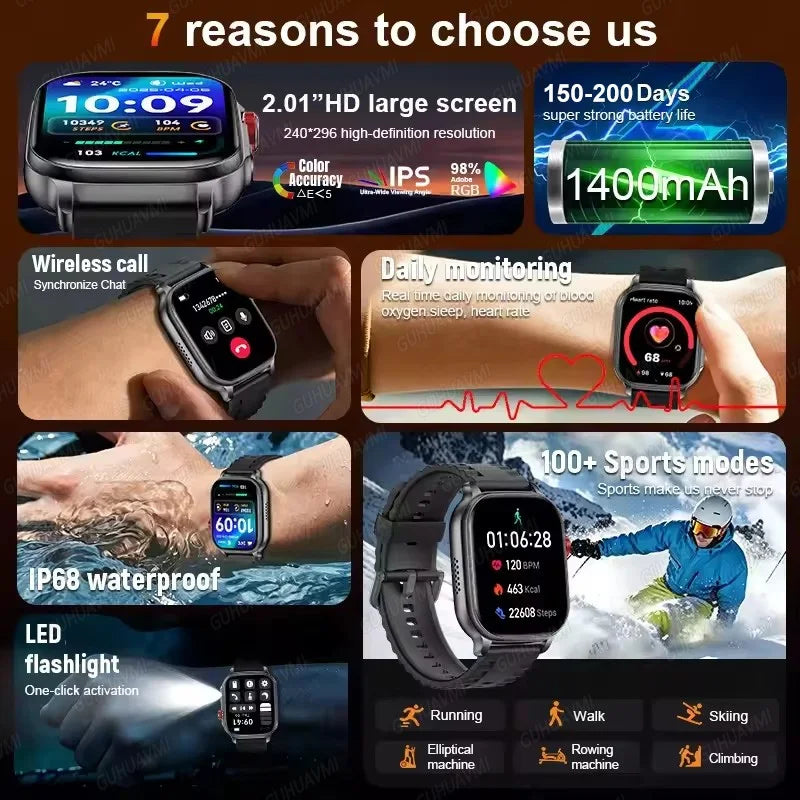 Montre connectée outdoor 2,01″ avec batterie 1 400 mAh