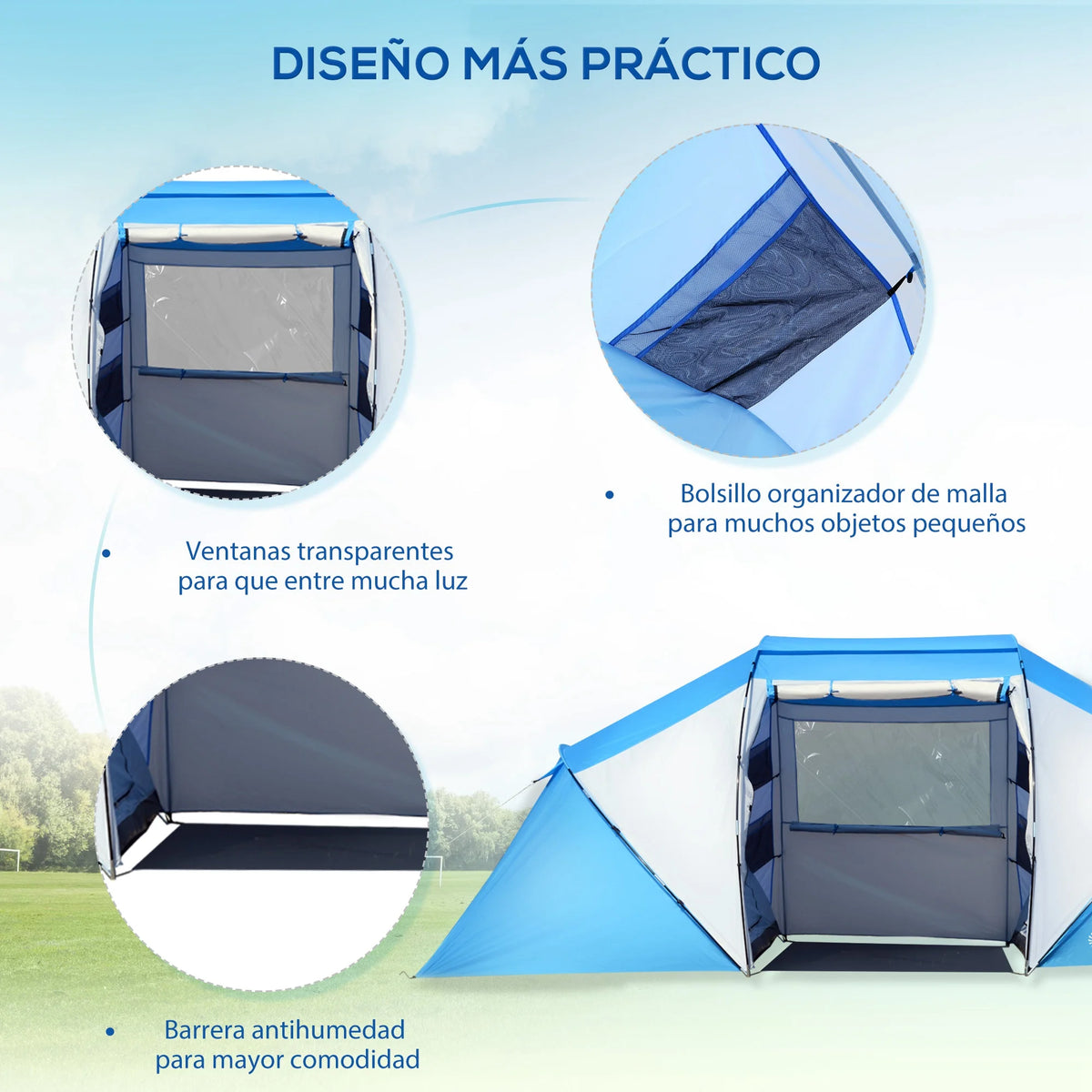 Tente Familiale Outsunny 4–6 Personnes – 2 Chambres – 430 × 240 × 170 cm