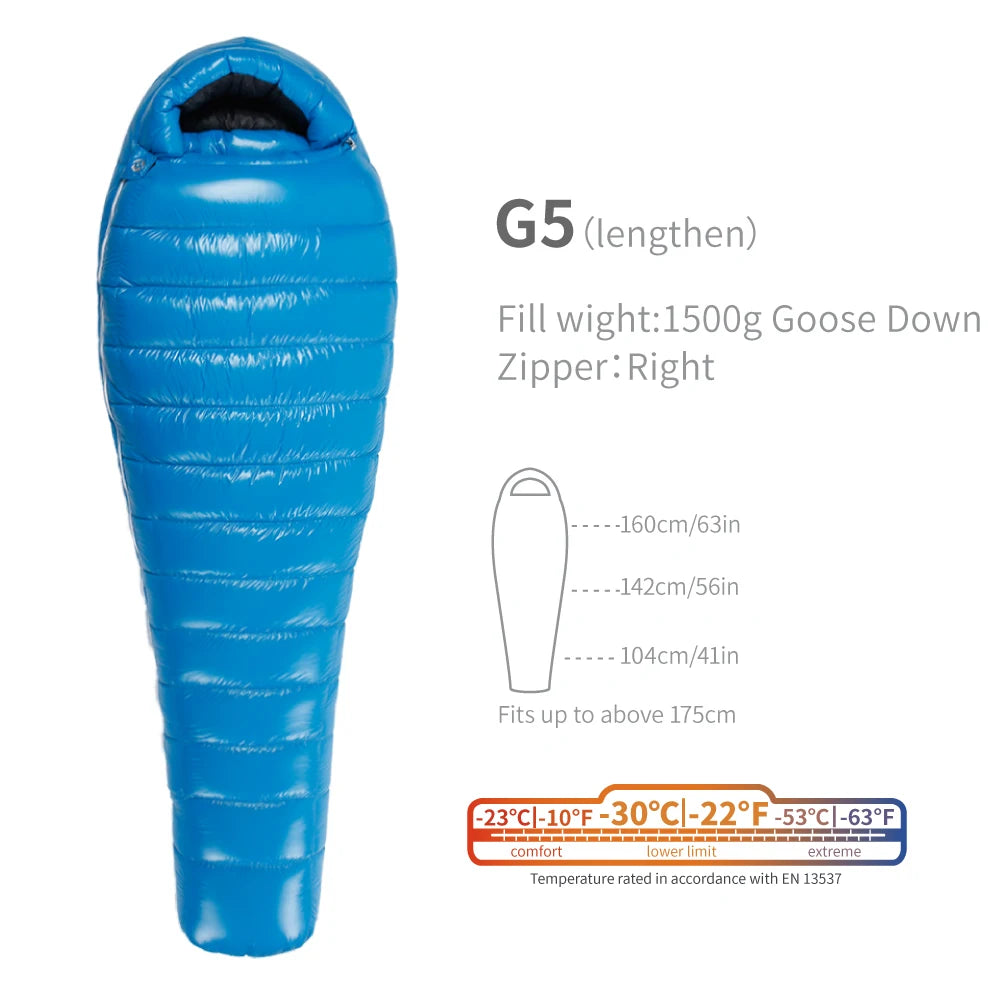 Sac de couchage AEGISMAX G1–G5 en duvet d’oie 800 FP