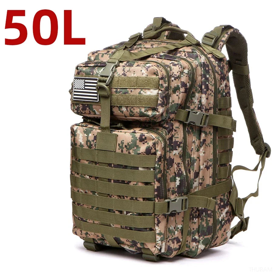 Sac à Dos de Randonnée 25 L / 50 L – Nylon Résistant à l’Eau & Système MOLLE