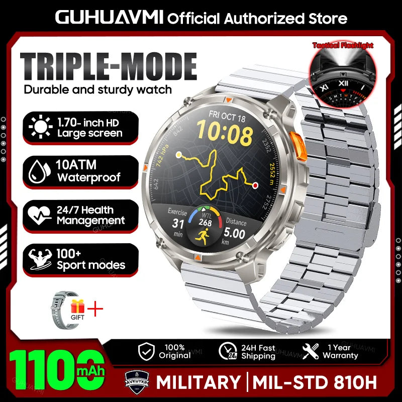 Montre outdoor robuste avec écran AMOLED et batterie 1 100 mAh