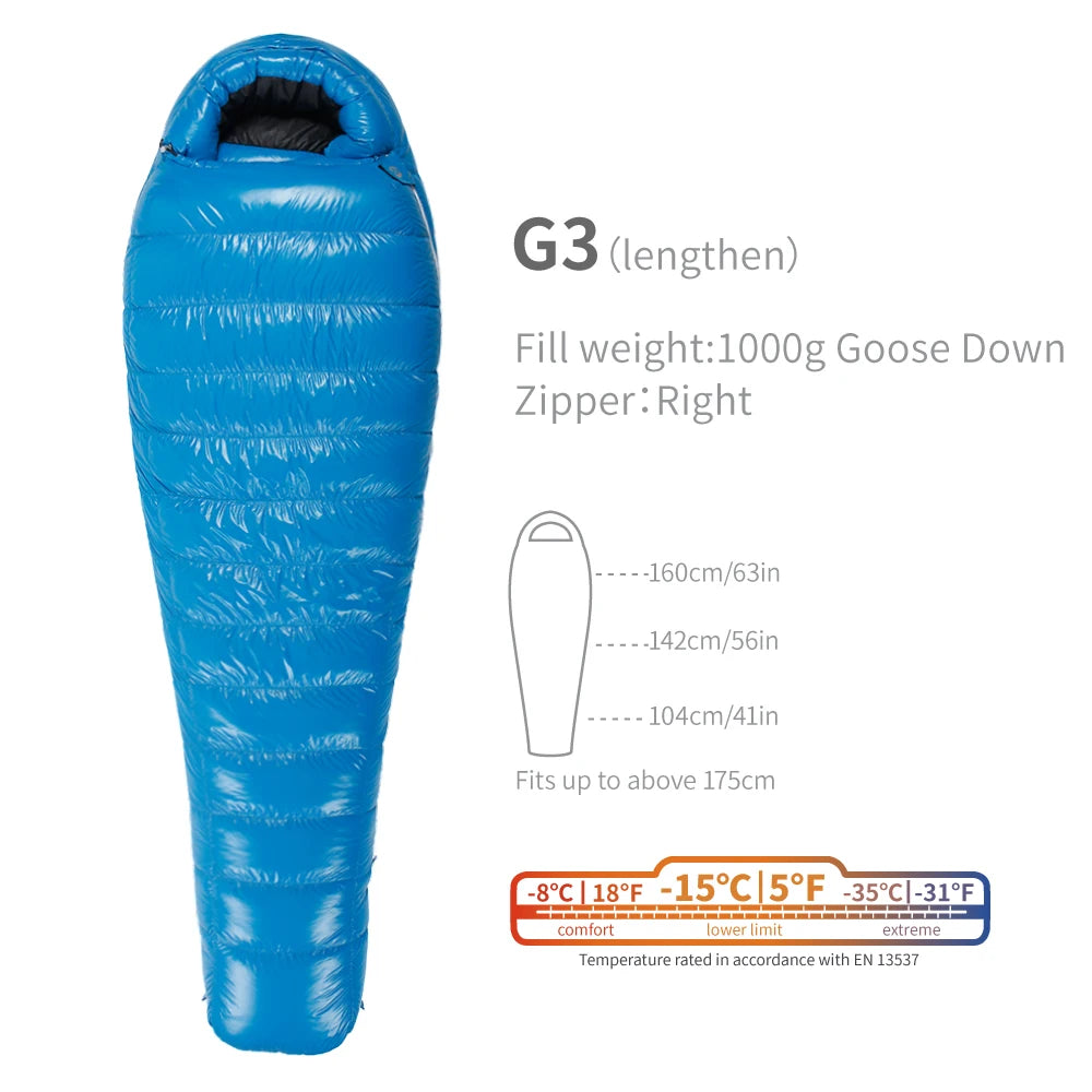 Sac de couchage AEGISMAX G1–G5 en duvet d’oie 800 FP
