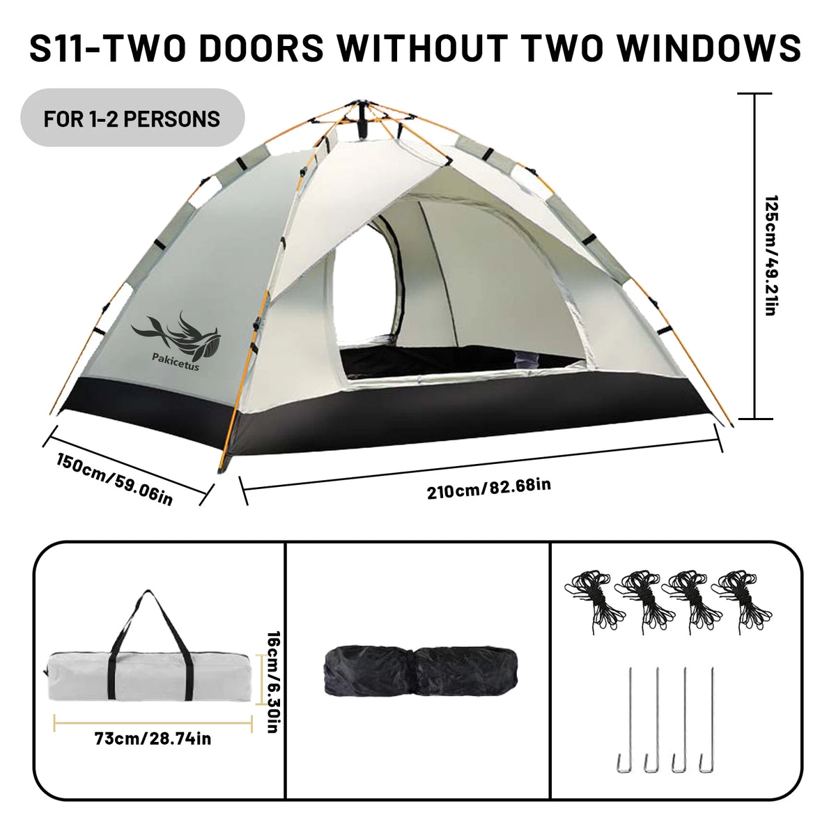Tente de Camping Pop-Up 3–4 Personnes – Légère, Portable & 4 Saisons
