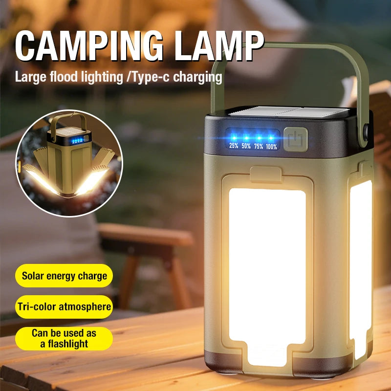 Lanterne LED de Camping Rechargeable – USB-C, Solaire & Suspendue