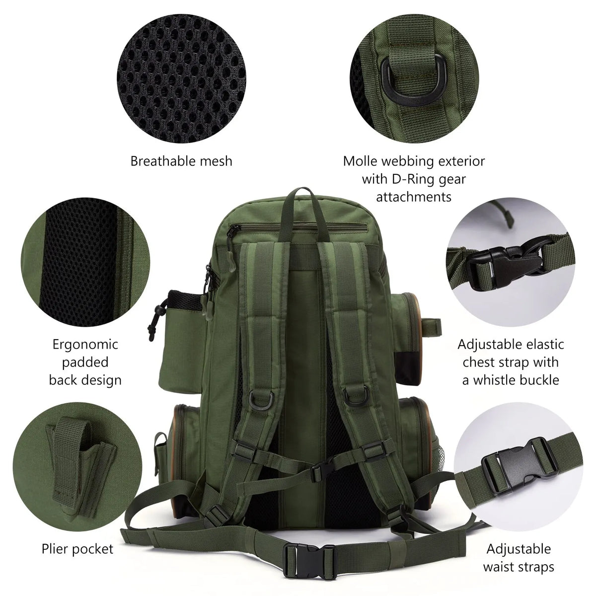 Sac à dos de pêche Bassdash avec compartiments pour matériel