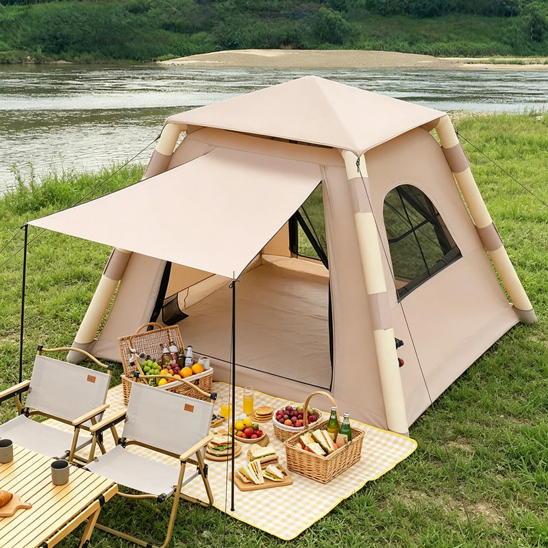 Tente Gonflable Familiale 3–5 Personnes – Pompe Incluse, Imperméable & Anti-UV UPF 50+