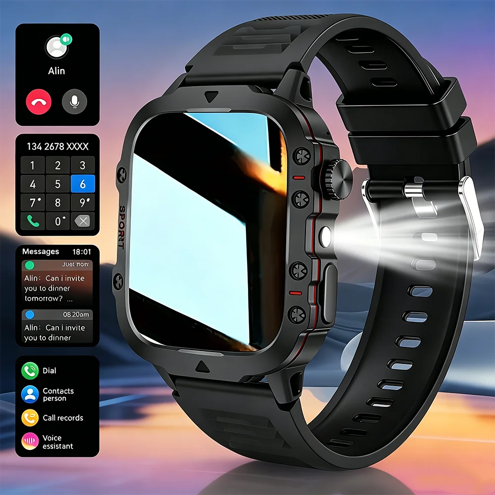 Montre connectée carrée ERUN avec appels Bluetooth