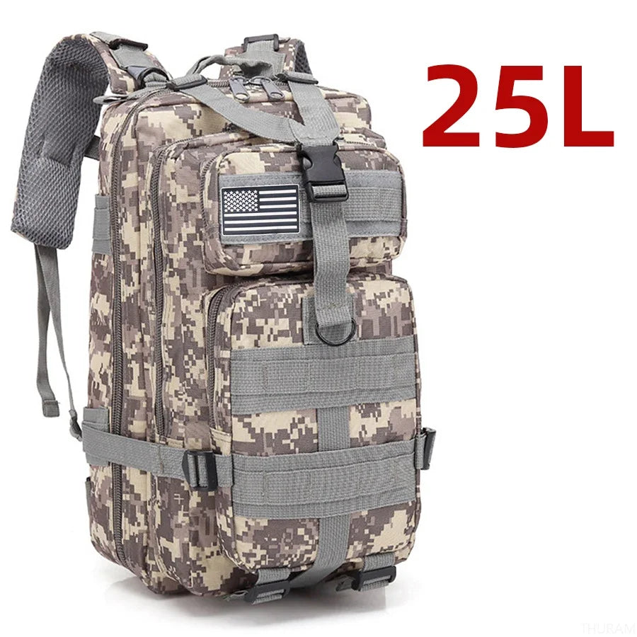 Sac à Dos de Randonnée 25 L / 50 L – Nylon Résistant à l’Eau & Système MOLLE
