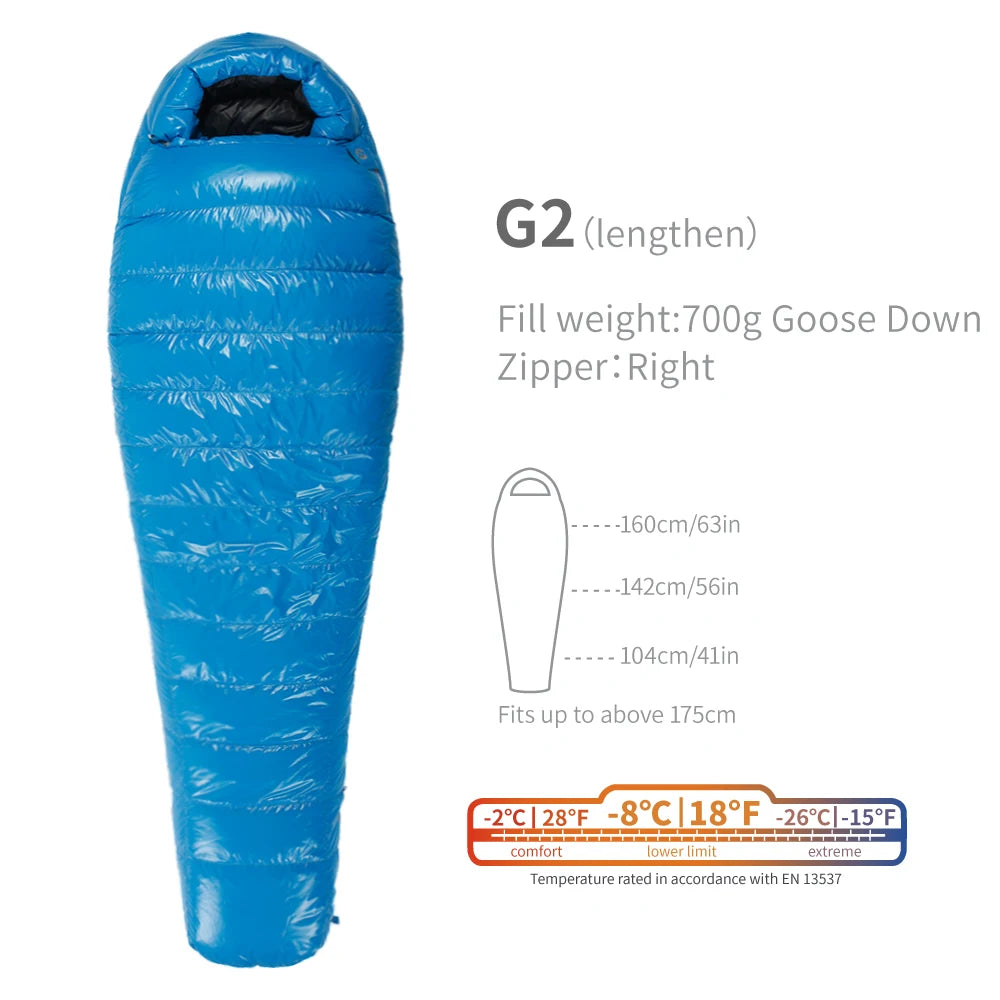 Sac de couchage AEGISMAX G1–G5 en duvet d’oie 800 FP