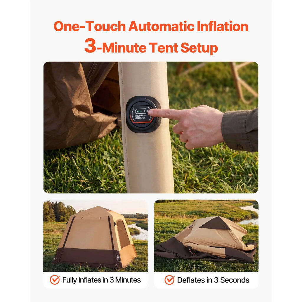 Tente cabine gonflable avec pompe rechargeable – fenêtres en maille