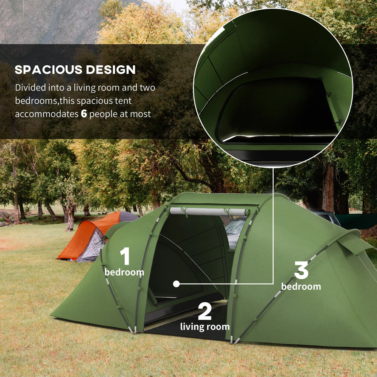 Tente Familiale Outsunny 4–6 Personnes – 2 Chambres – 430 × 240 × 170 cm