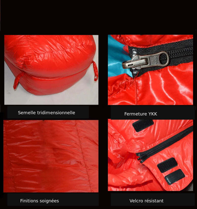 Détails du sac KOSRTON : fermeture YKK, finitions et bandes auto-agrippantes.