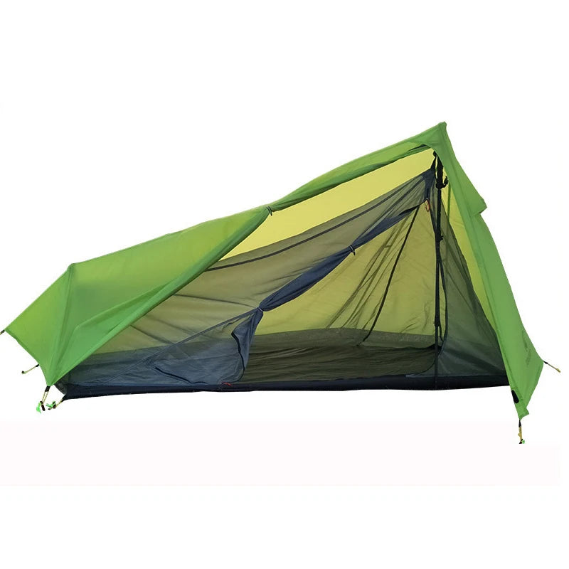 Tente de trekking 1 place à double paroi – nylon 15D siliconé, sans arceaux intégrés