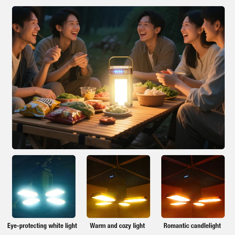 Lanterne LED de Camping Rechargeable – USB-C, Solaire & Suspendue
