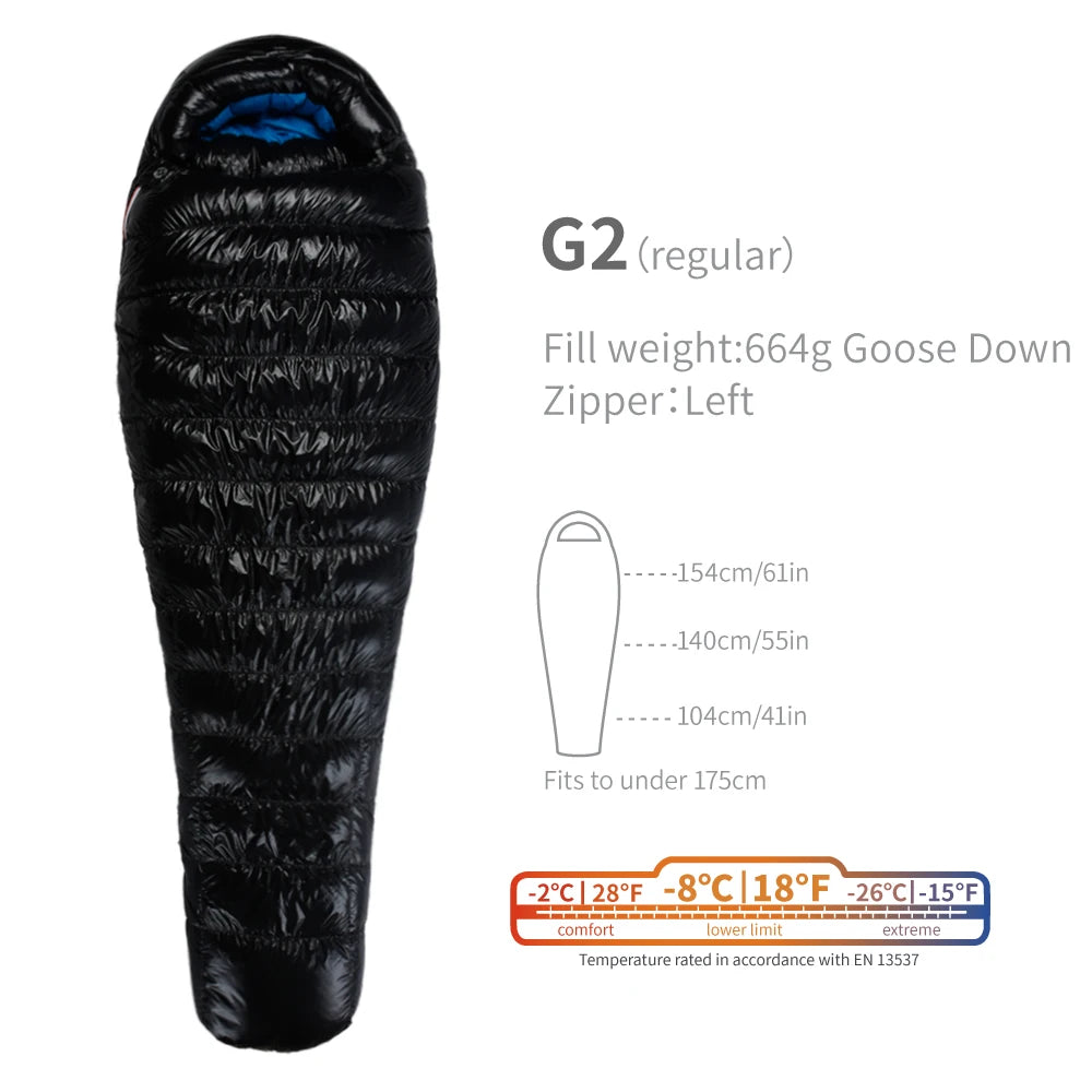 Sac de couchage AEGISMAX G1–G5 en duvet d’oie 800 FP