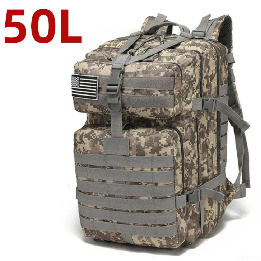 Sac à Dos de Randonnée 25 L / 50 L – Nylon Résistant à l’Eau & Système MOLLE