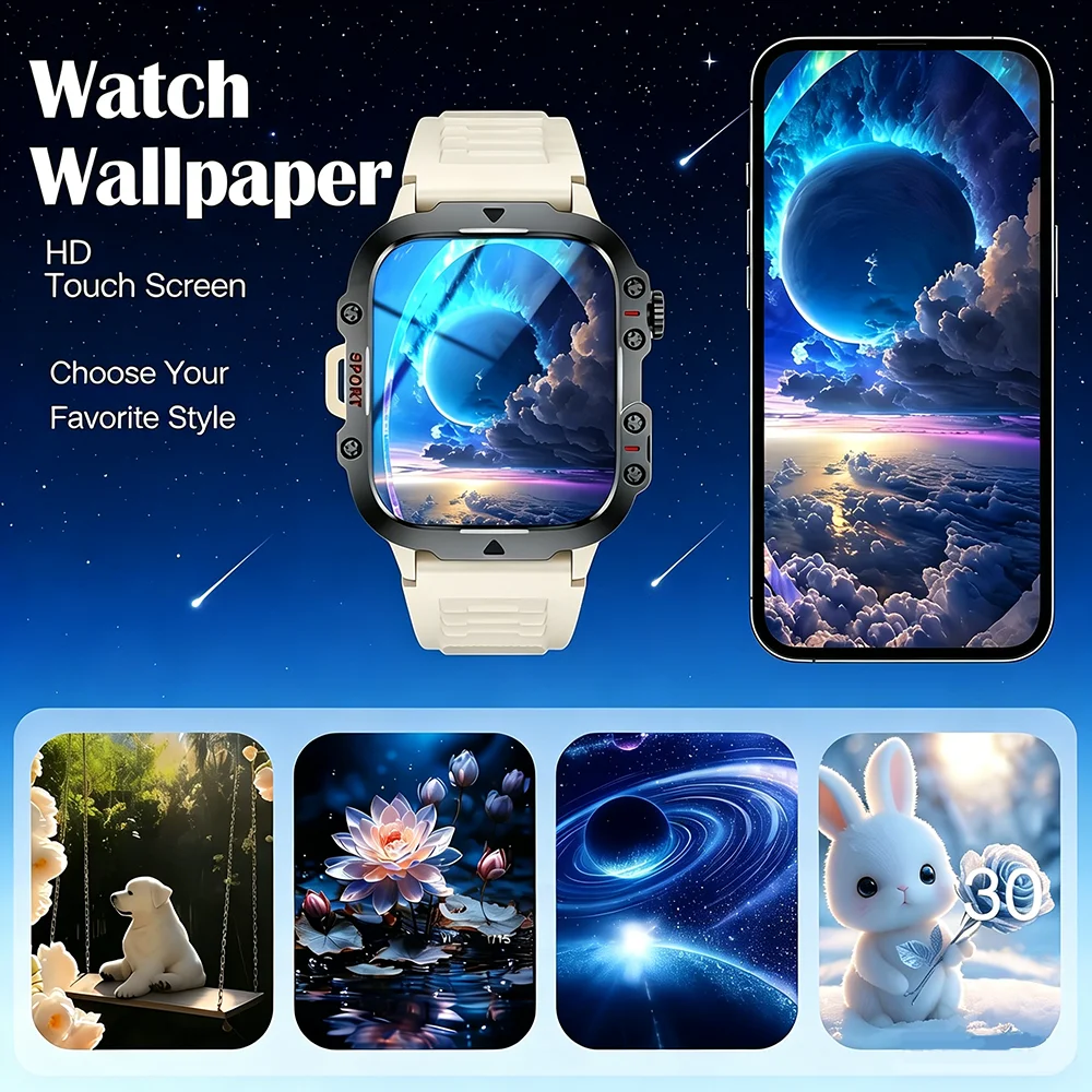 Montre connectée carrée ERUN avec appels Bluetooth