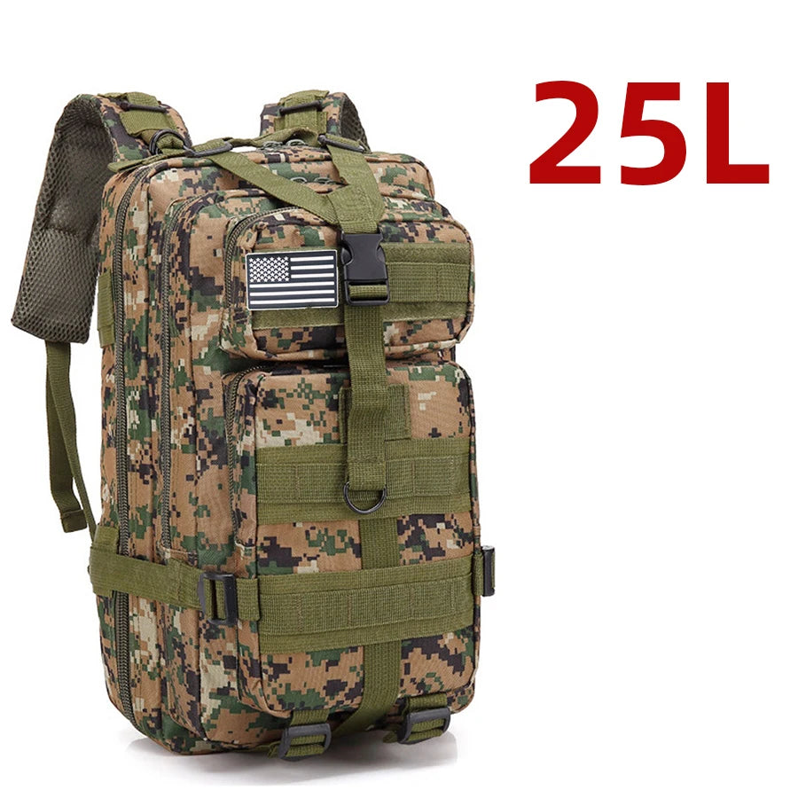 Sac à Dos de Randonnée 25 L / 50 L – Nylon Résistant à l’Eau & Système MOLLE
