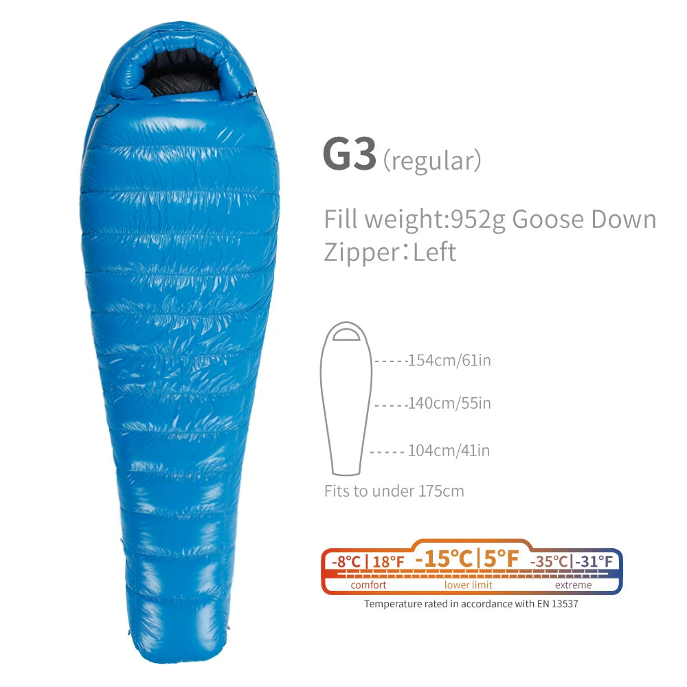 Sac de couchage AEGISMAX G1–G5 en duvet d’oie 800 FP