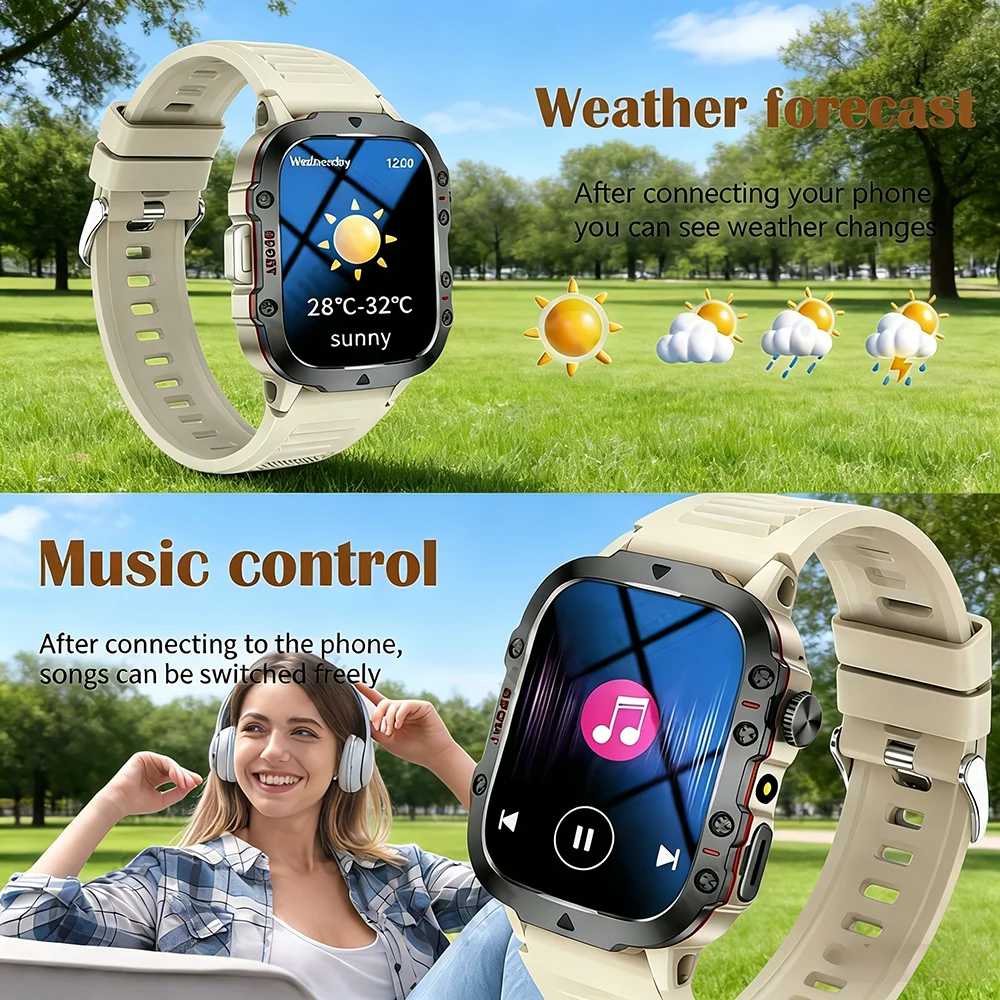 Montre connectée carrée ERUN avec appels Bluetooth