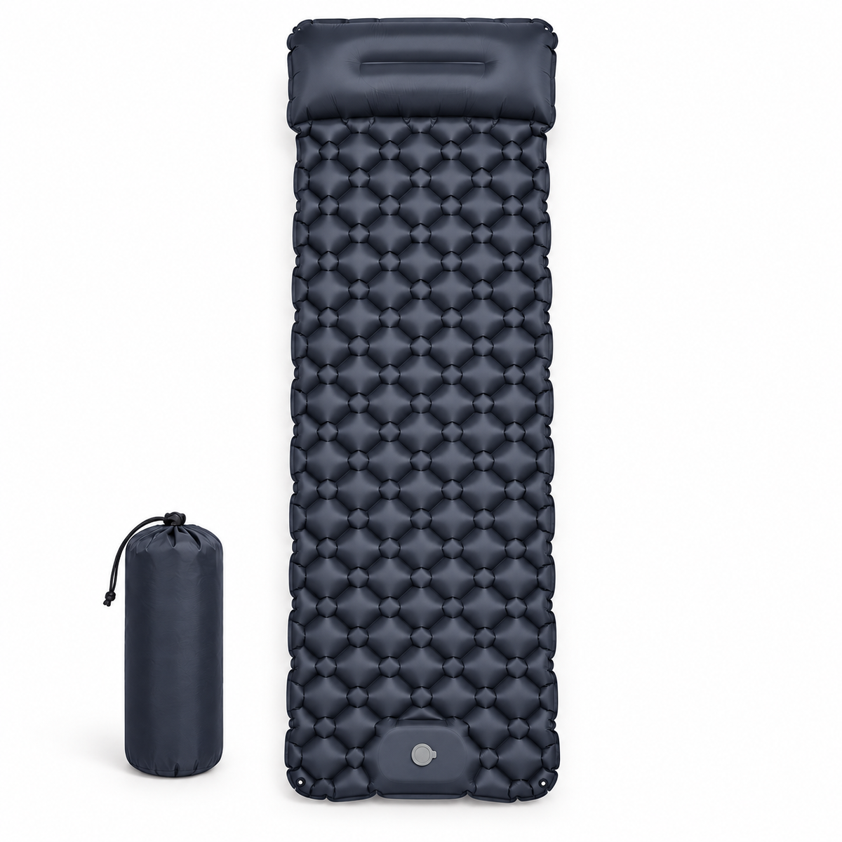 Matelas de camping gonflable bleu marine avec sac de rangement