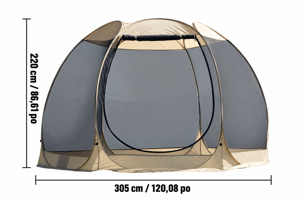 Dimensions de la tente : 305 cm par 220 cm