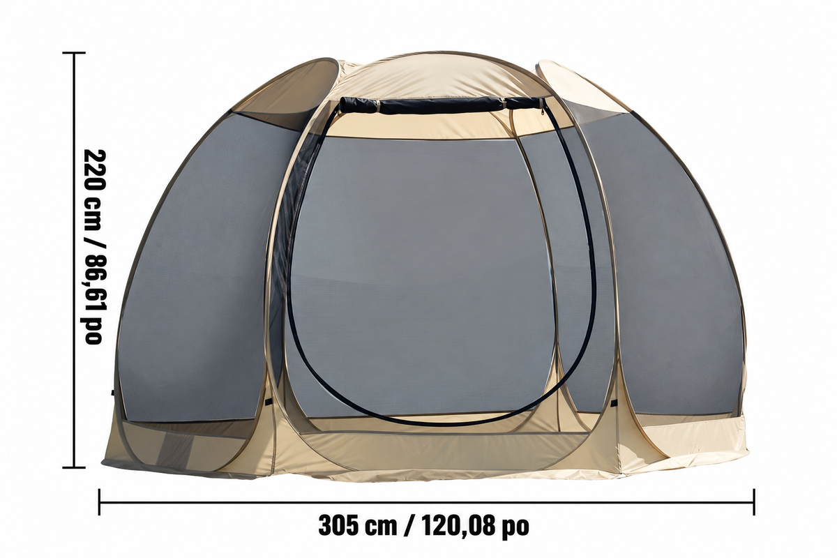Dimensions de la tente : 305 cm par 220 cm