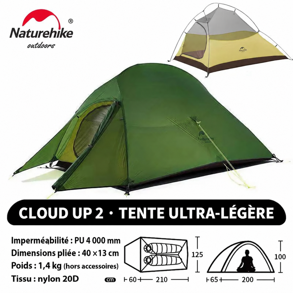 Tente Cloud Up 2, nylon 20D, poids 1,4 kg